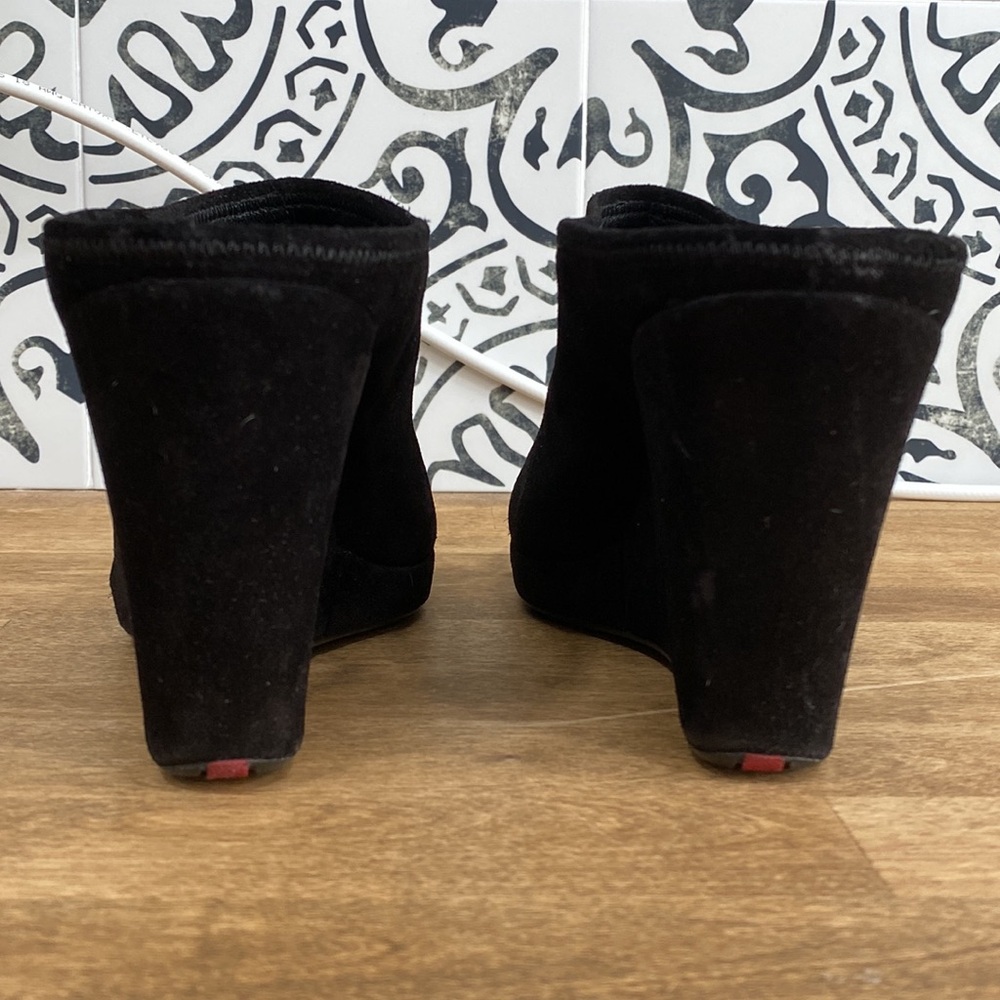Prada Sport Black Suede Wedge Mules/Clogs - Picture 4 of 16